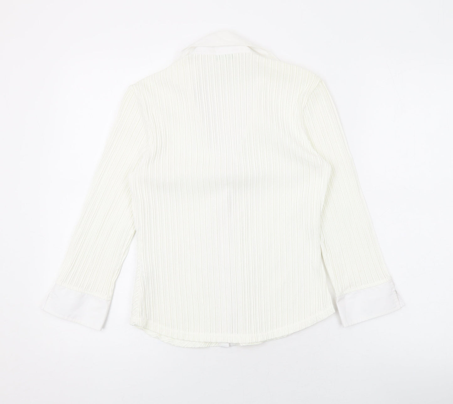 Marks and Spencer Womens Ivory Polyamide Basic Button-Up Size 10 Collared