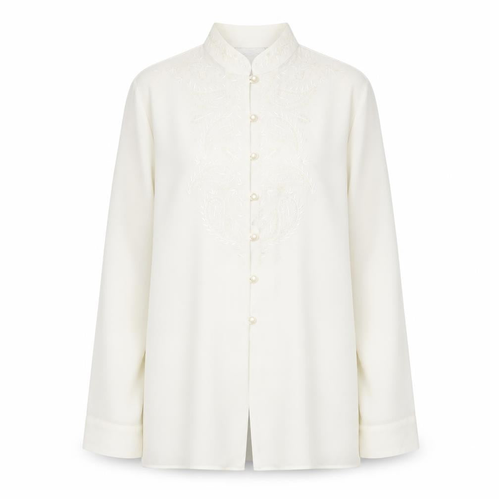 Marks & Spencer Womens Ivory Polyester Basic Button-Up Size 10 Collared