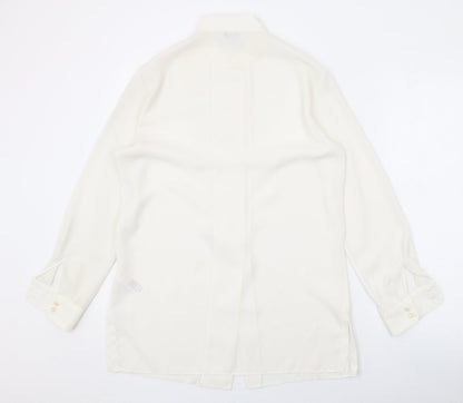 Marks & Spencer Womens Ivory Polyester Basic Button-Up Size 10 Collared