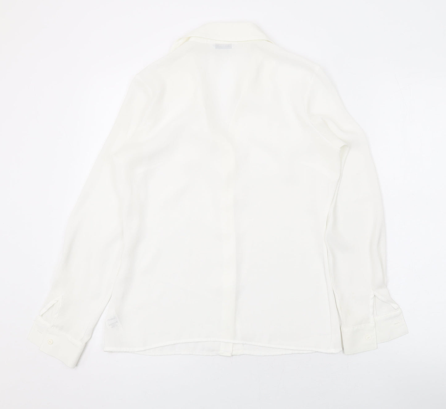 Marks and Spencer Womens White Polyester Basic Button-Up Size 8 Collared
