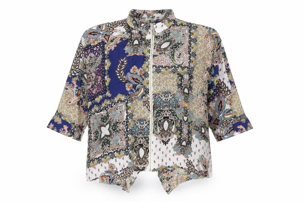 River Island Womens Multicoloured Geometric Polyester Basic Blouse Size 12 Collared
