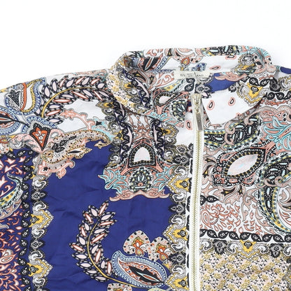 River Island Womens Multicoloured Geometric Polyester Basic Blouse Size 12 Collared
