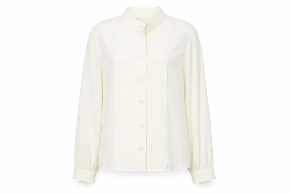 Marks & Spencer Womens Ivory Polyester Basic Button-Up Size 12 Collared