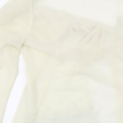 PRETTYLITTLETHING Womens Ivory Polyester Basic Blouse Size 8 V-Neck