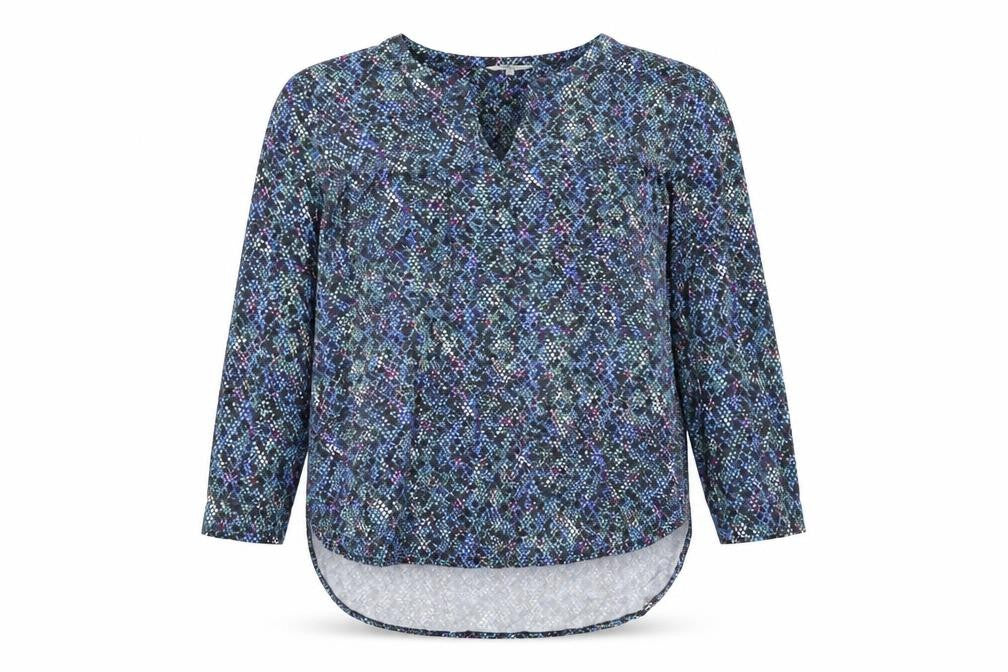 Sandwich Womens Blue Geometric Viscose Basic Blouse Size 12 V-Neck