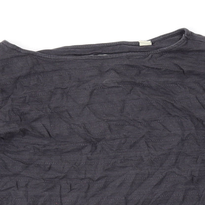 Jack Wills Womens Grey Cotton Basic Blouse Size 8 Boat Neck
