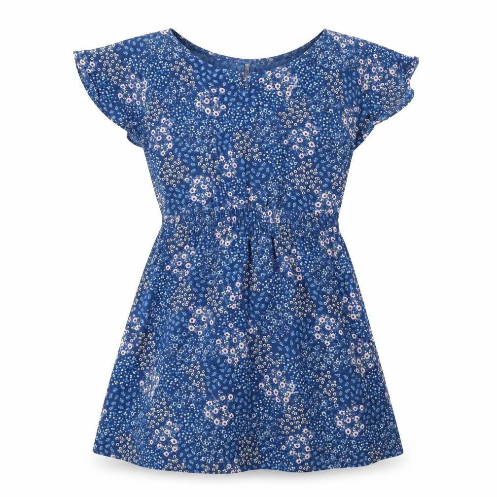 John Lewis Womens Blue Floral Polyester A-Line Size 10 Round Neck
