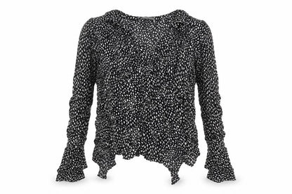 Oasis Womens Black Geometric Viscose Basic Blouse Size 10 V-Neck