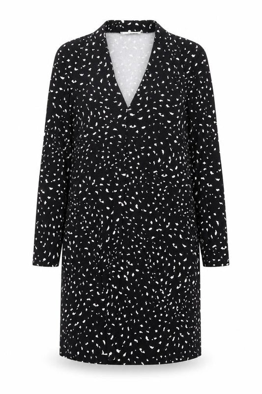 Mango Womens Black Geometric Polyester A-Line Size M V-Neck Pullover