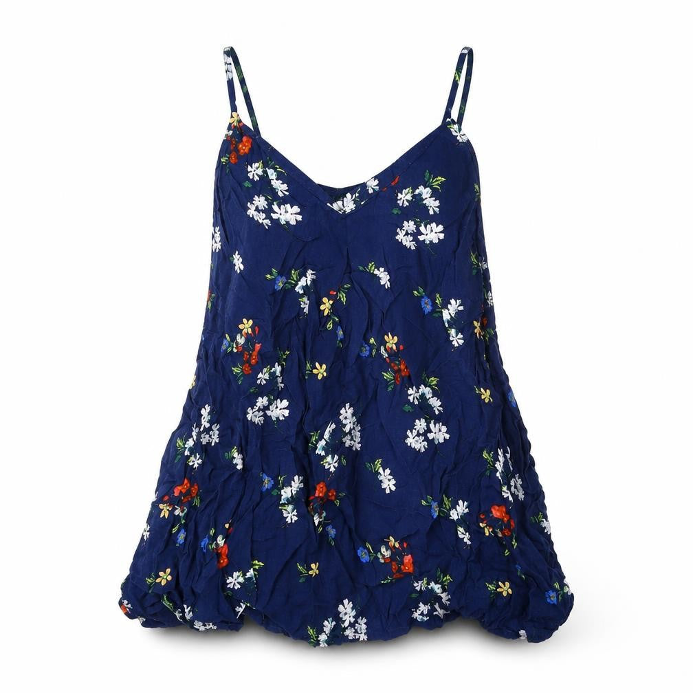 Warehouse Womens Blue Floral Viscose Basic Tank Size 10 Halter