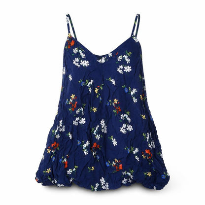 Warehouse Womens Blue Floral Viscose Basic Tank Size 10 Halter