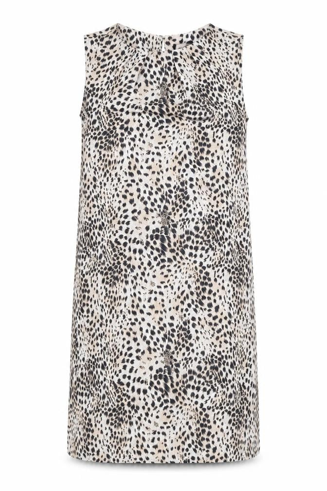 Topshop Womens Beige Striped Polyester Tank Dress Size 10 Round Neck Pullover
