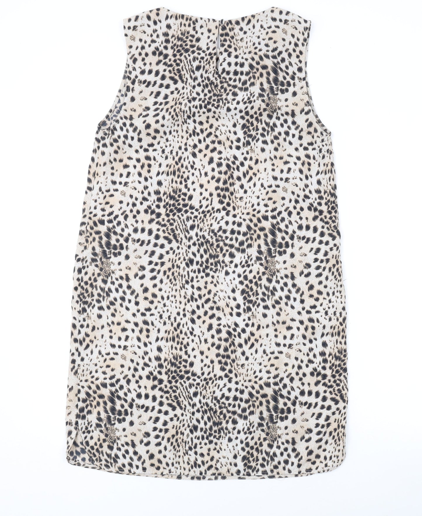 Topshop Womens Beige Striped Polyester Tank Dress Size 10 Round Neck Pullover