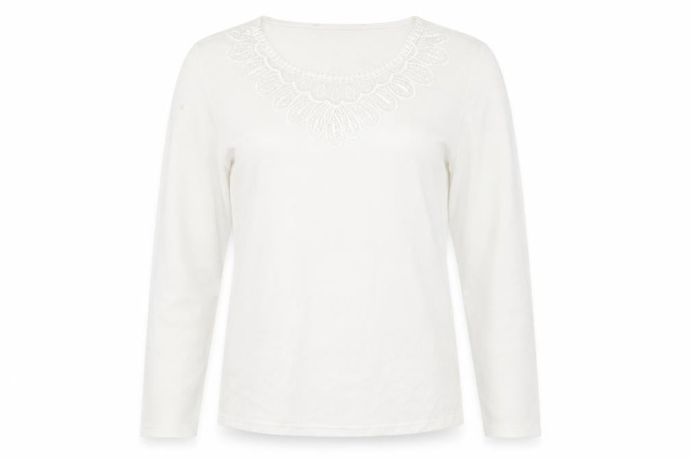 Bonmarché Womens Ivory Polyester Basic Blouse Size M Scoop Neck