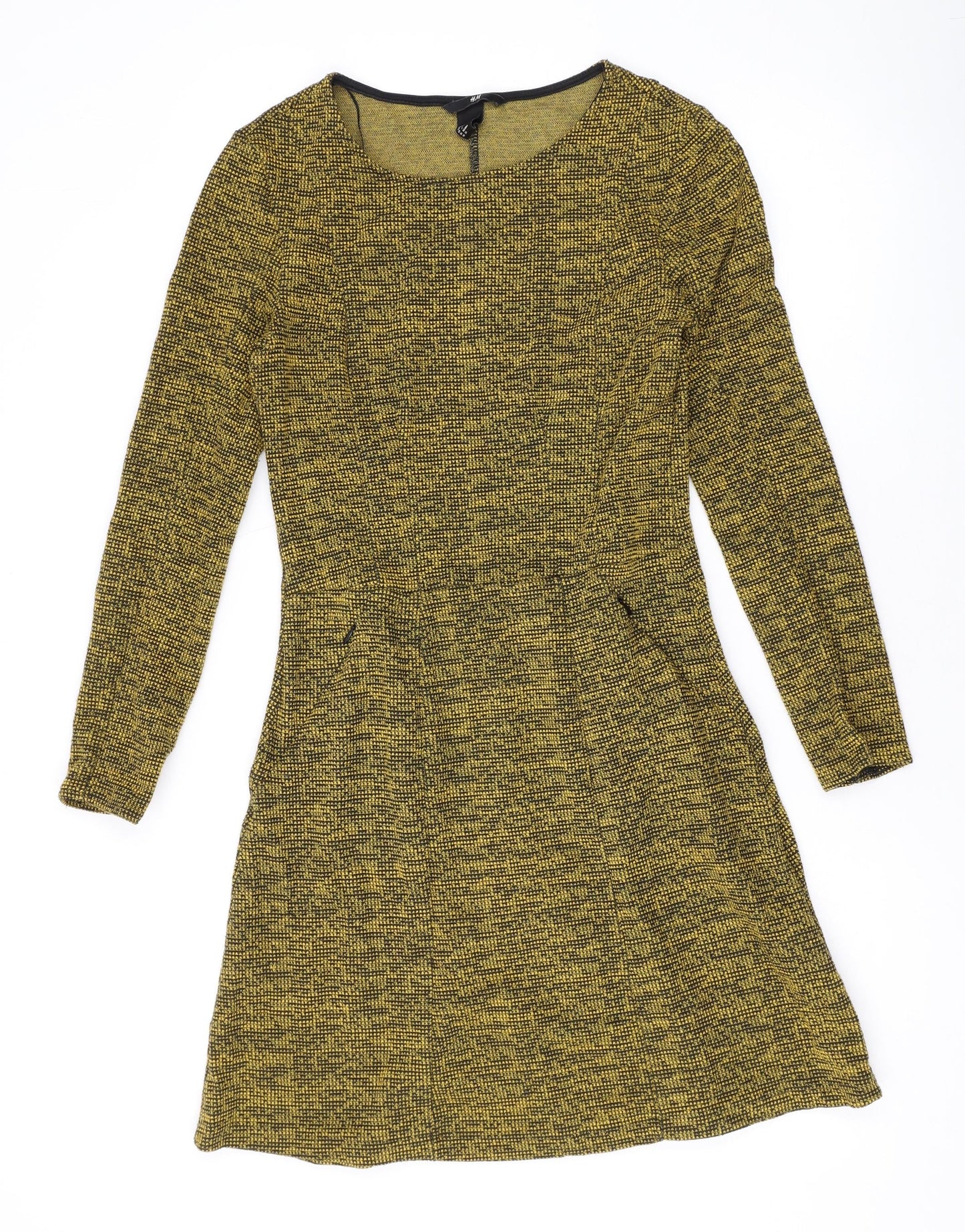 H&M Womens Yellow Polyester Sheath Size S Scoop Neck Pullover