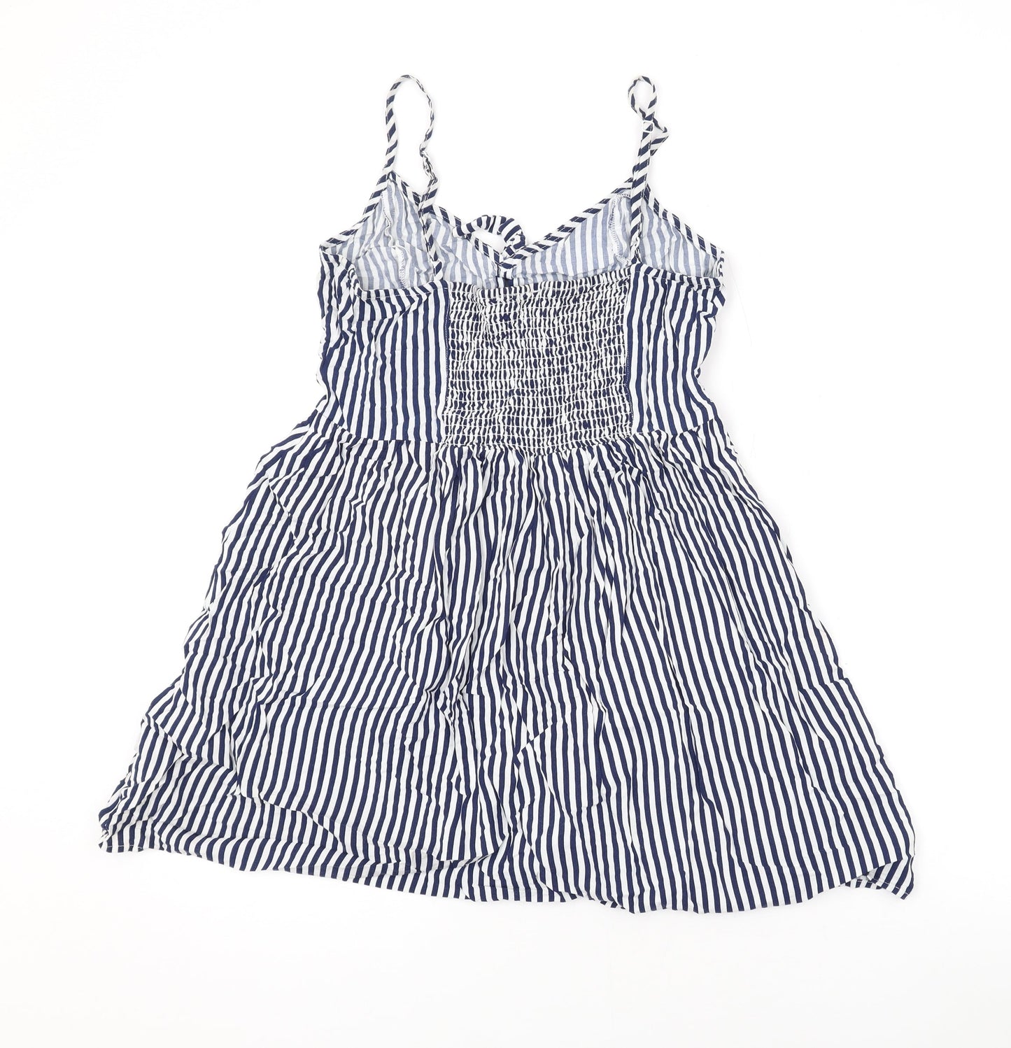 Divided by H&M Womens Blue Striped Viscose A-Line Size 12 V-Neck Pullover