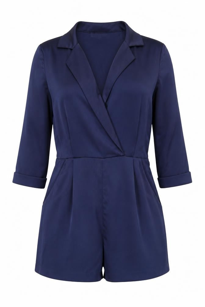 New Look Womens Blue Polyester Playsuit One-Piece Size 8 Snap