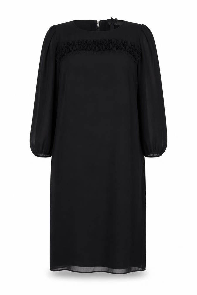 Marks & Spencer Womens Black Polyester A-Line Size 12 Round Neck Zip