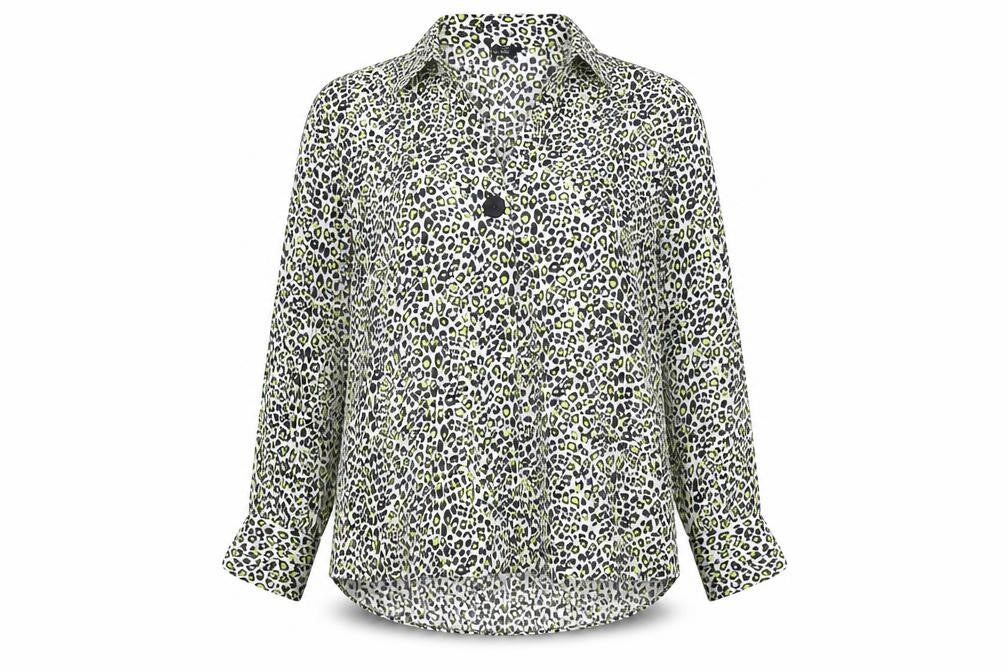 Zara Womens Yellow Animal Print Polyester Basic Blouse Size S V-Neck