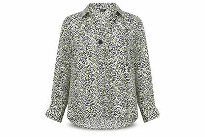 Zara Womens Yellow Animal Print Polyester Basic Blouse Size S V-Neck