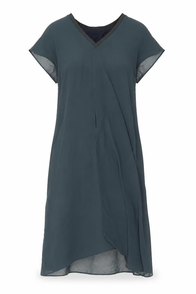 Zara Womens Green Polyester A-Line Size S V-Neck Pullover