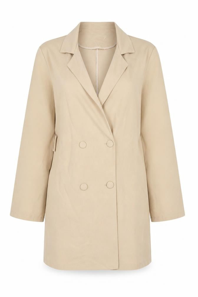 Boohoo Womens Beige Polyester Jacket Dress Size 16 Collared Button