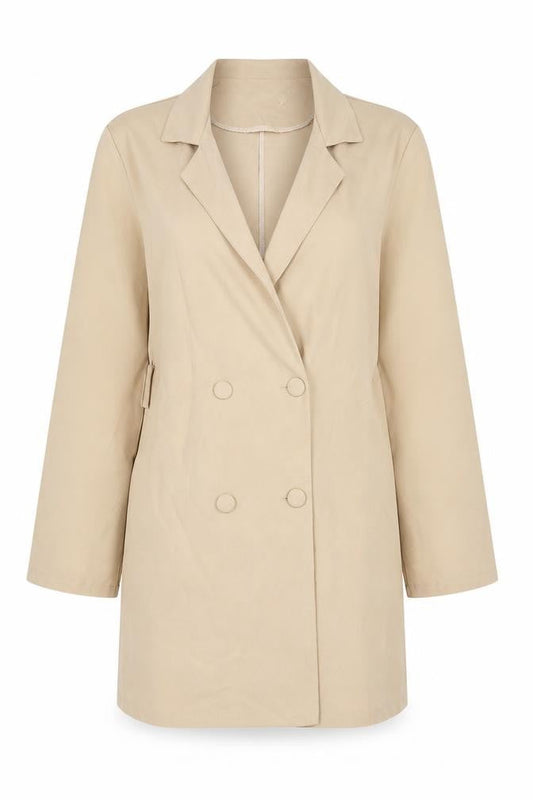 Boohoo Womens Beige Polyester Jacket Dress Size 16 Collared Button