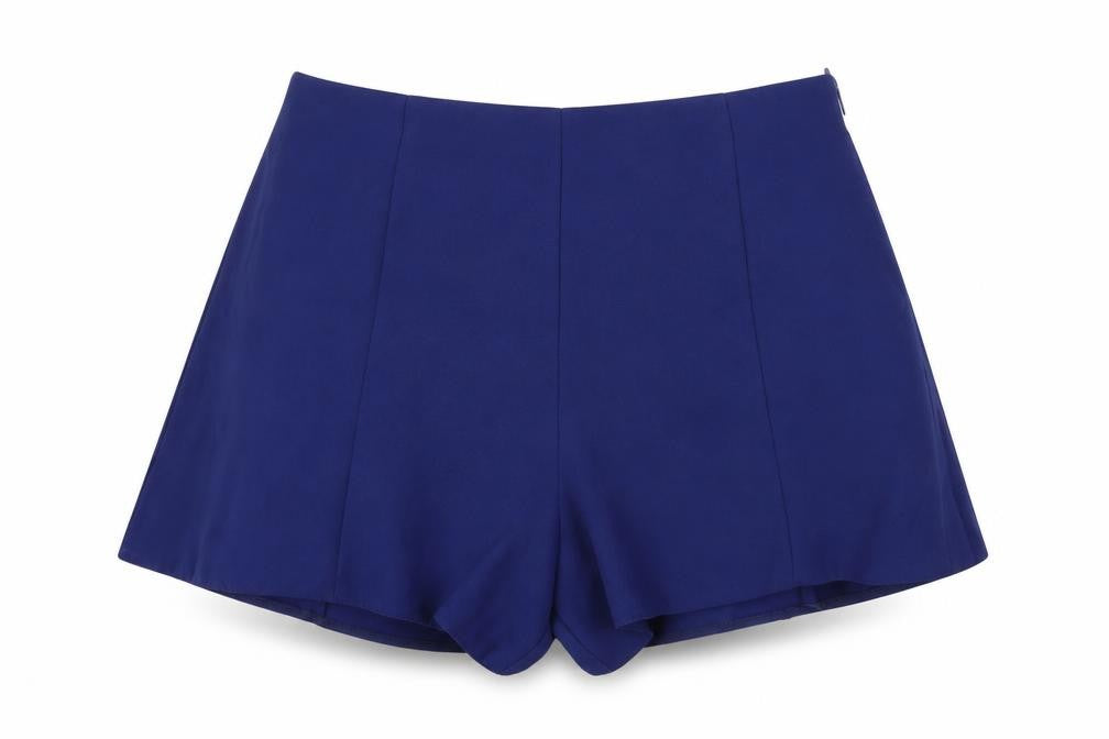 Ravi Famous Womens Blue Polyester Basic Shorts Size 14 L3 in Regular Zip