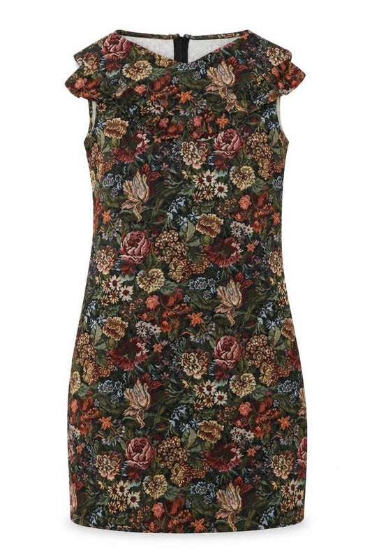 Morgan Womens Multicoloured Floral Polyester Tank Dress Size 8 V-Neck Zip