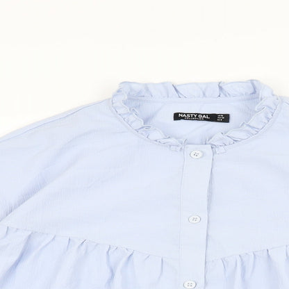 Nasty Gal Womens Blue Polyester Basic Button-Up Size 12 Round Neck