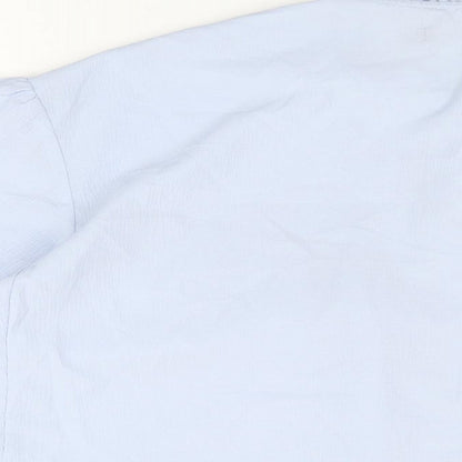 Nasty Gal Womens Blue Polyester Basic Button-Up Size 12 Round Neck