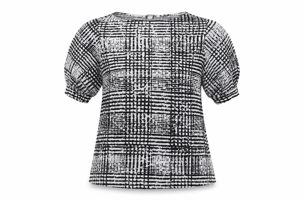 H&M Womens Grey Geometric Polyester Basic T-Shirt Size XS Round Neck