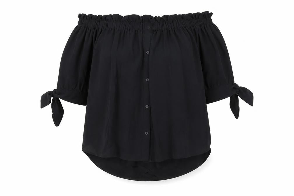 Zara Womens Black Polyester Basic Blouse Size XS Off the Shoulder