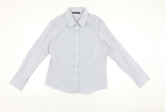 Alex & Co Womens Blue Polyester Basic Button-Up Size 16 Collared