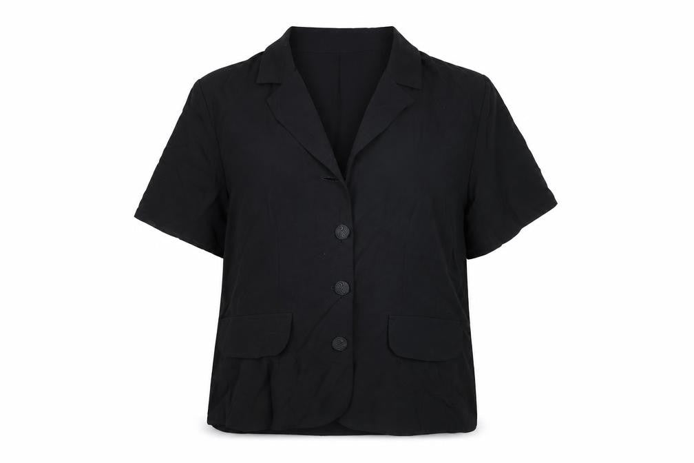 Lakeland Womens Black Viscose Basic Button-Up Size 16 V-Neck
