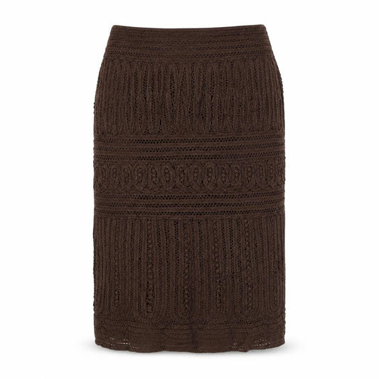 Zara Womens Brown Geometric Cotton Straight & Pencil Skirt Size M Zip