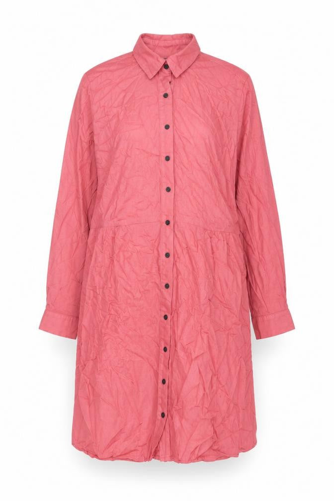 Lands' End Womens Pink Viscose Shirt Dress Size 12 Collared Button