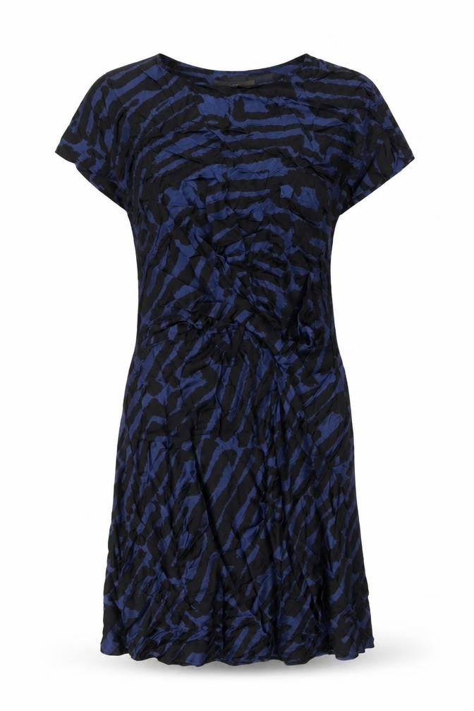 Fenn Wright Manson Womens Blue Geometric Silk A-Line Size 10 Round Neck Pullover