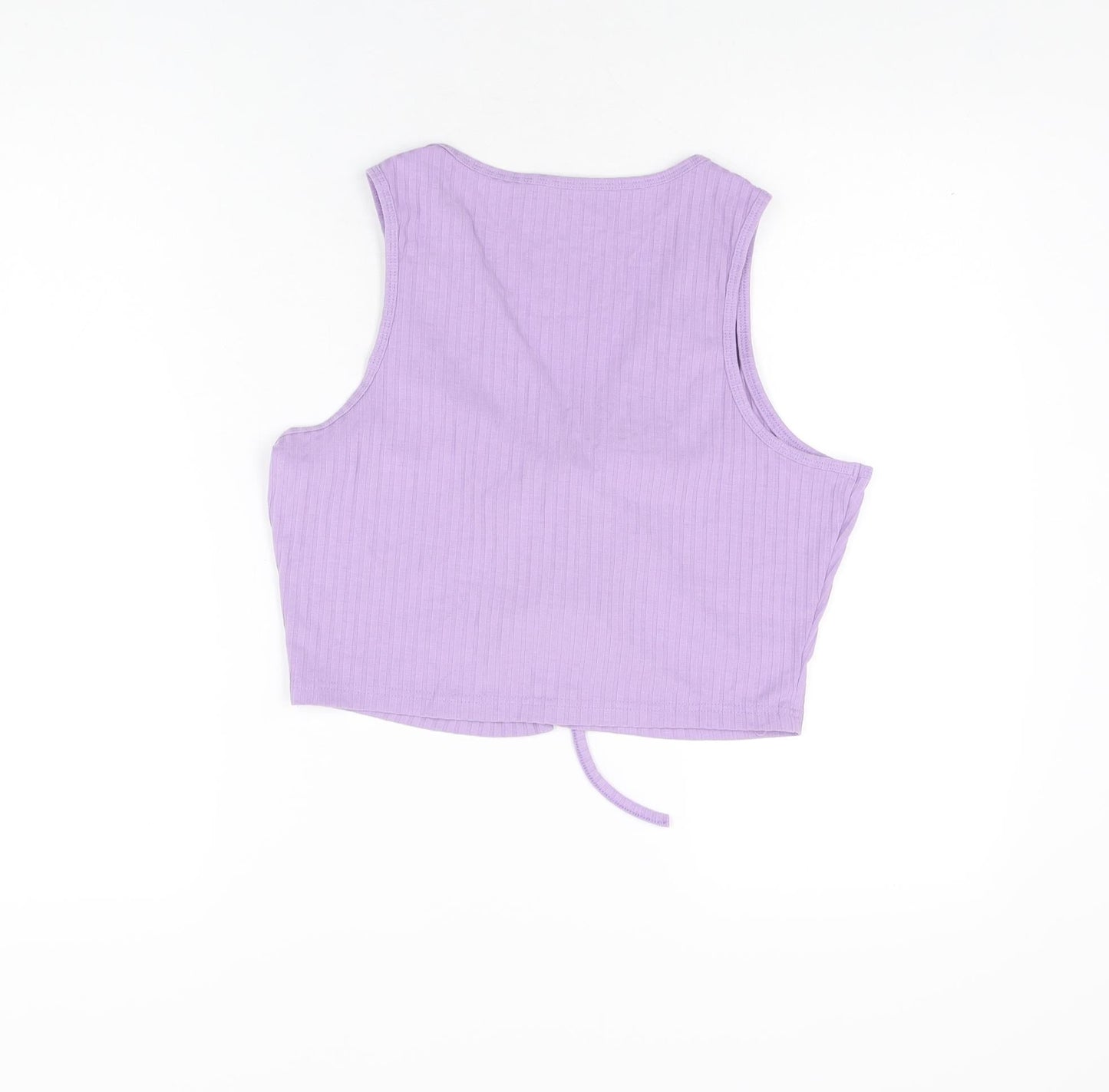Cider Womens Purple Polyester Cropped T-Shirt Size XL V-Neck