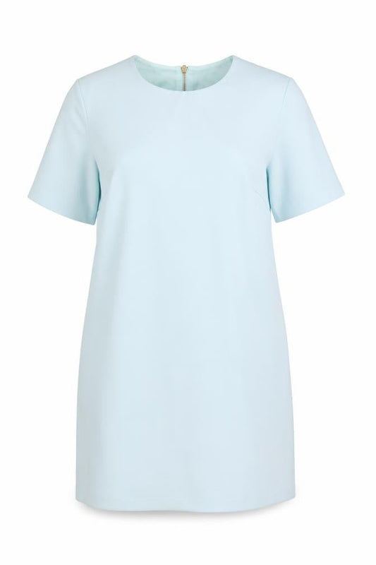 Dorothy Perkins Womens Blue Polyester Shift Size 16 Round Neck Zip