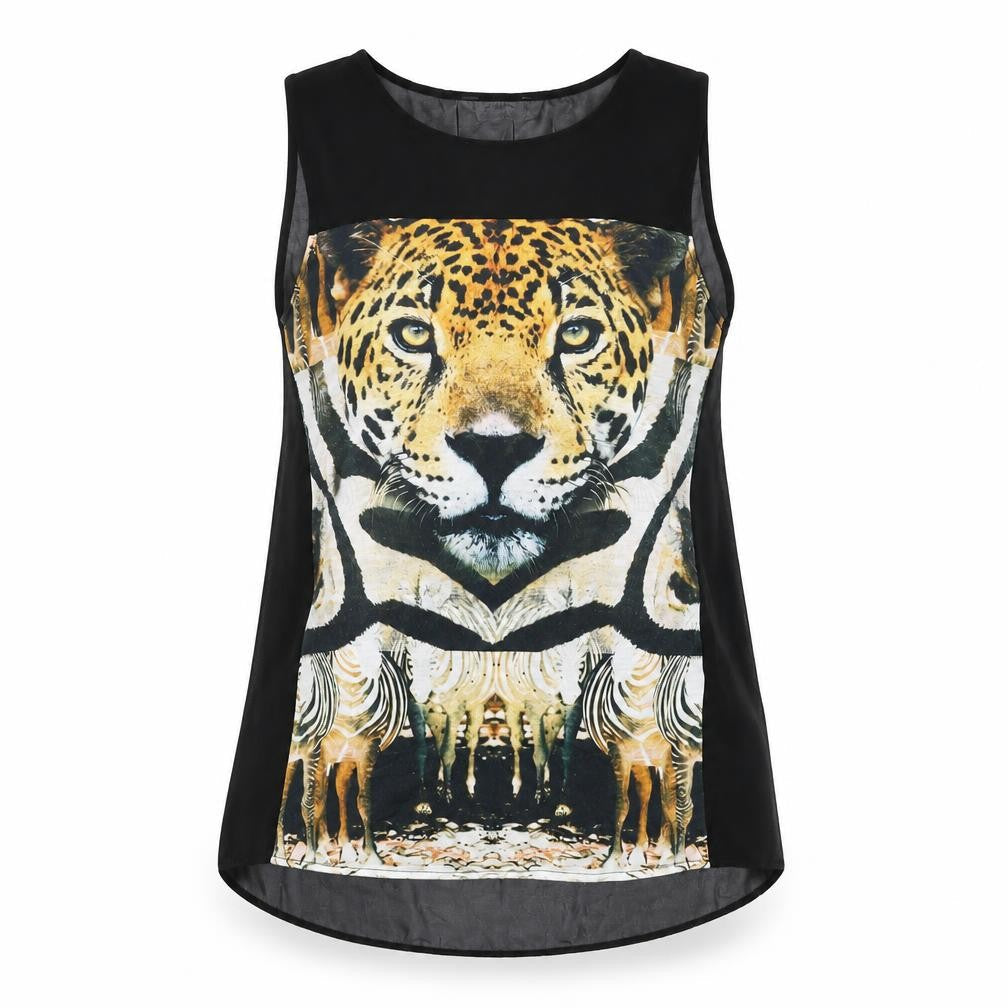 Miss Selfridge Womens Black Polyester Basic T-Shirt Size 4 Round Neck - Tiger