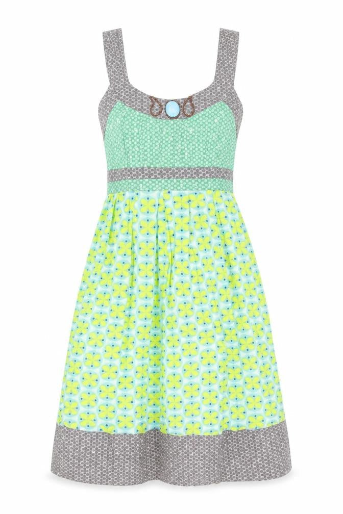 Luna Llena Womens Multicoloured Floral Cotton A-Line Size S Scoop Neck Zip