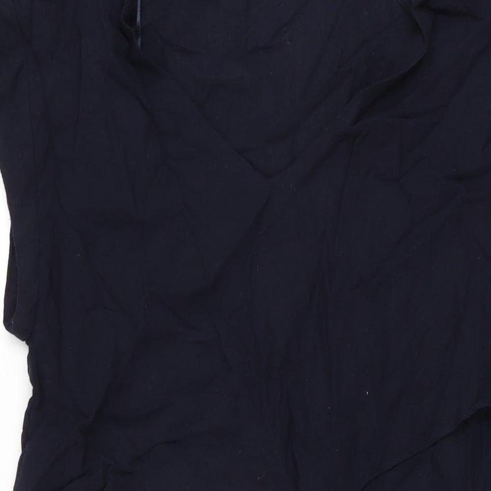 Zara Womens Blue Viscose Basic T-Shirt Size S V-Neck