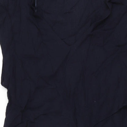 Zara Womens Blue Viscose Basic T-Shirt Size S V-Neck