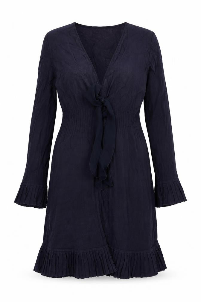 Per Una Womens Blue Polyester Wrap Dress Size 18 V-Neck Tie