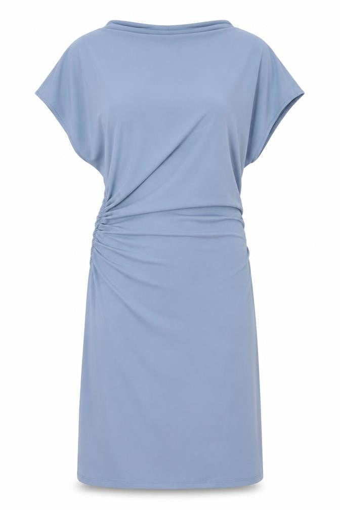 Marks & Spencer Womens Blue Polyester Shift Size 14 Boat Neck Pullover