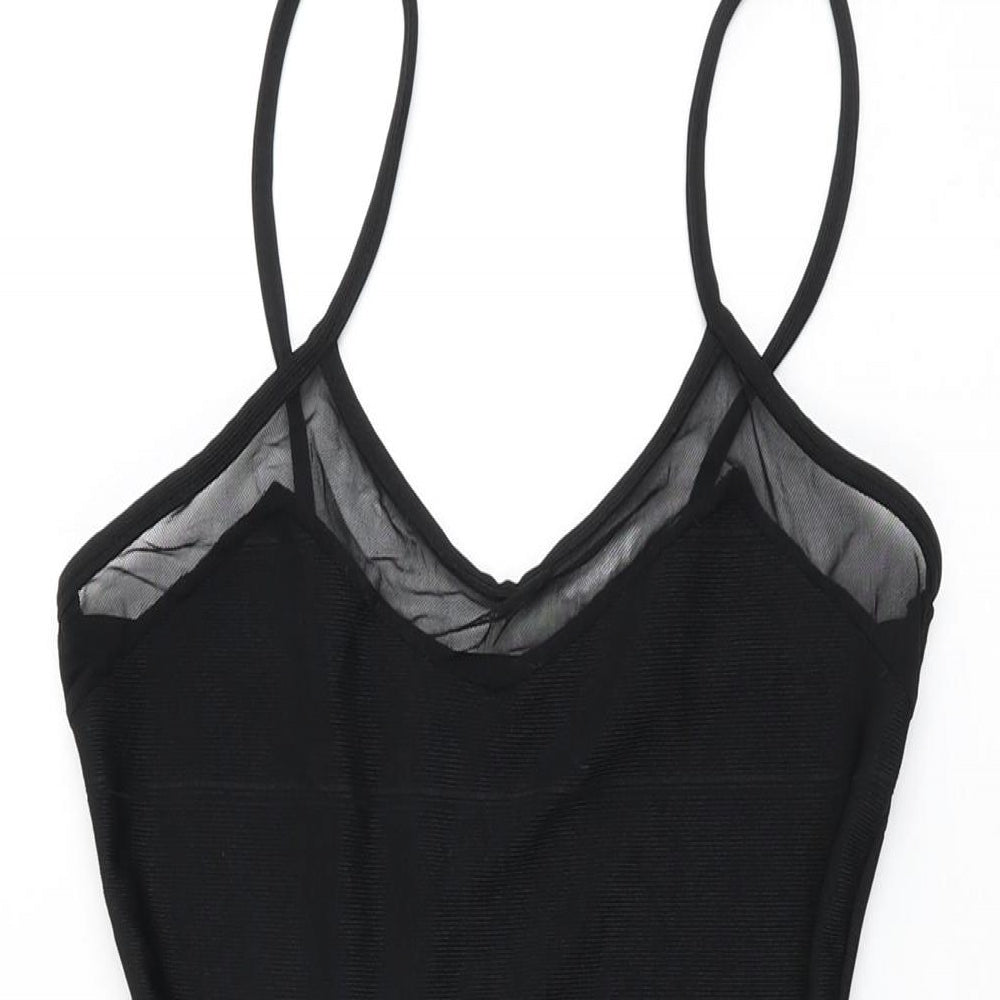 Missguided Womens Black Polyester Bodycon Size 8 V-Neck Pullover
