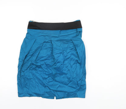 River Island Womens Blue Polyester Mini Skirt Size 8 Zip