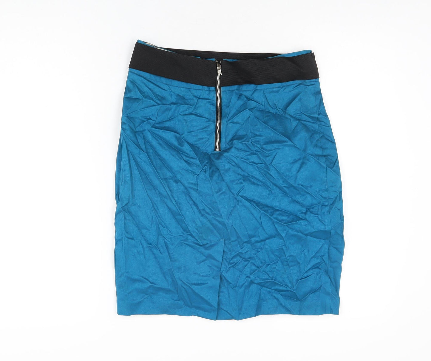 River Island Womens Blue Polyester Mini Skirt Size 8 Zip