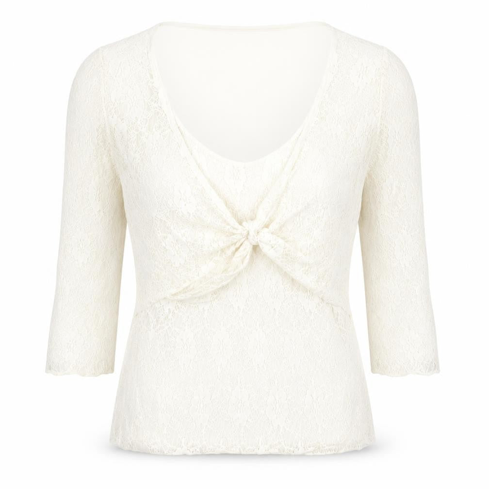 Dunnes Stores Womens Ivory Nylon Basic T-Shirt Size 14 Round Neck